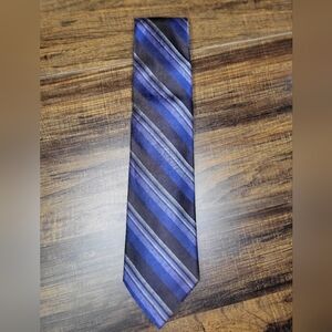 Valentino Classic Silk Blue and Gray Striped Tie